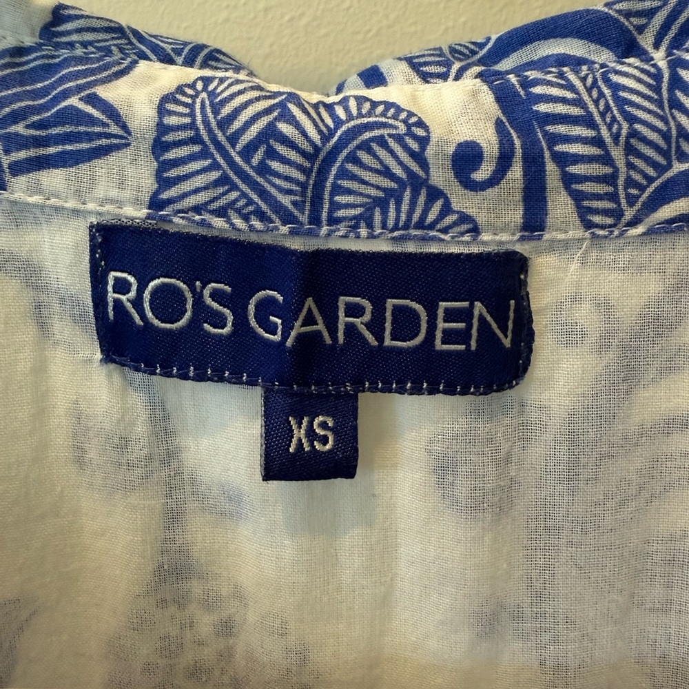 Ro’s Garden Blue and White Button Up Dress, Swim Coverup - Picture 3 of 8